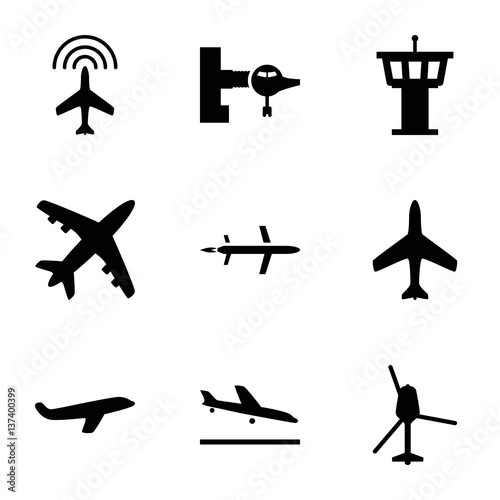 Set of 9 jet filled icons