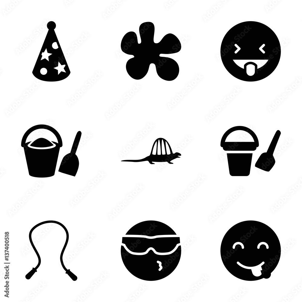 Set of 9 fun filled icons