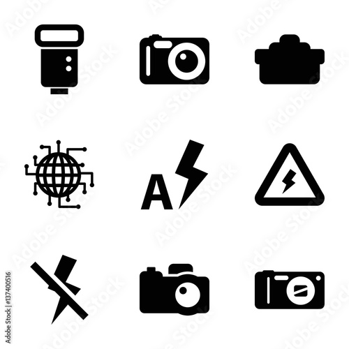 Set of 9 flash filled icons
