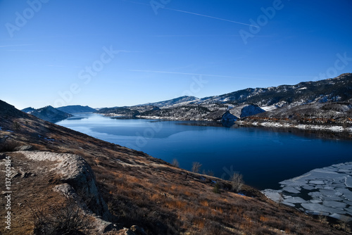 Horsetooth Reservoir Partially Frozen