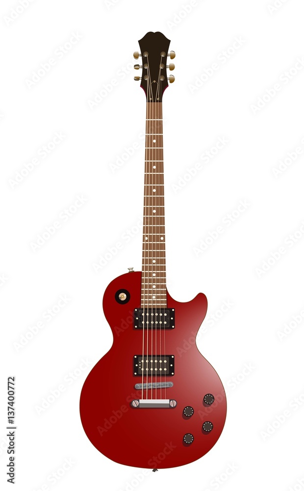 Naklejka premium Beautiful rock electric guitar in color on a white background