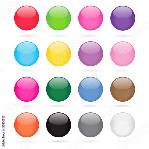 Colorful Round Glossy Buttons, Vector illustration