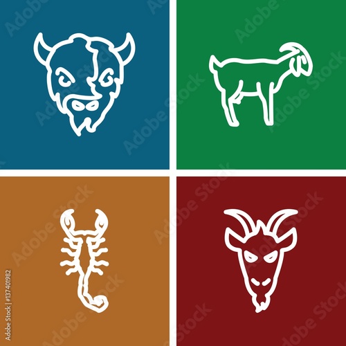 Set of 4 stylised outline icons