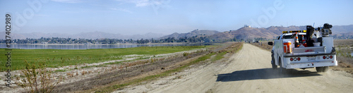 Utility Truck Working in Rural Area