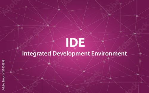 ide integrated development environment white text illustration with purple constellation map photo