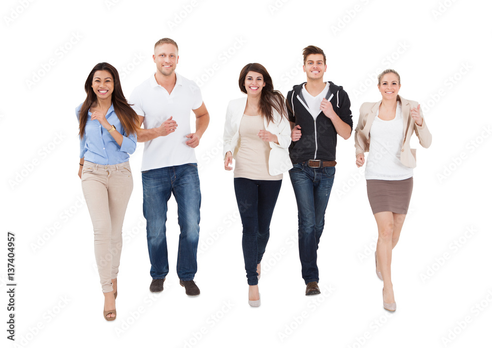 People Running On White Background