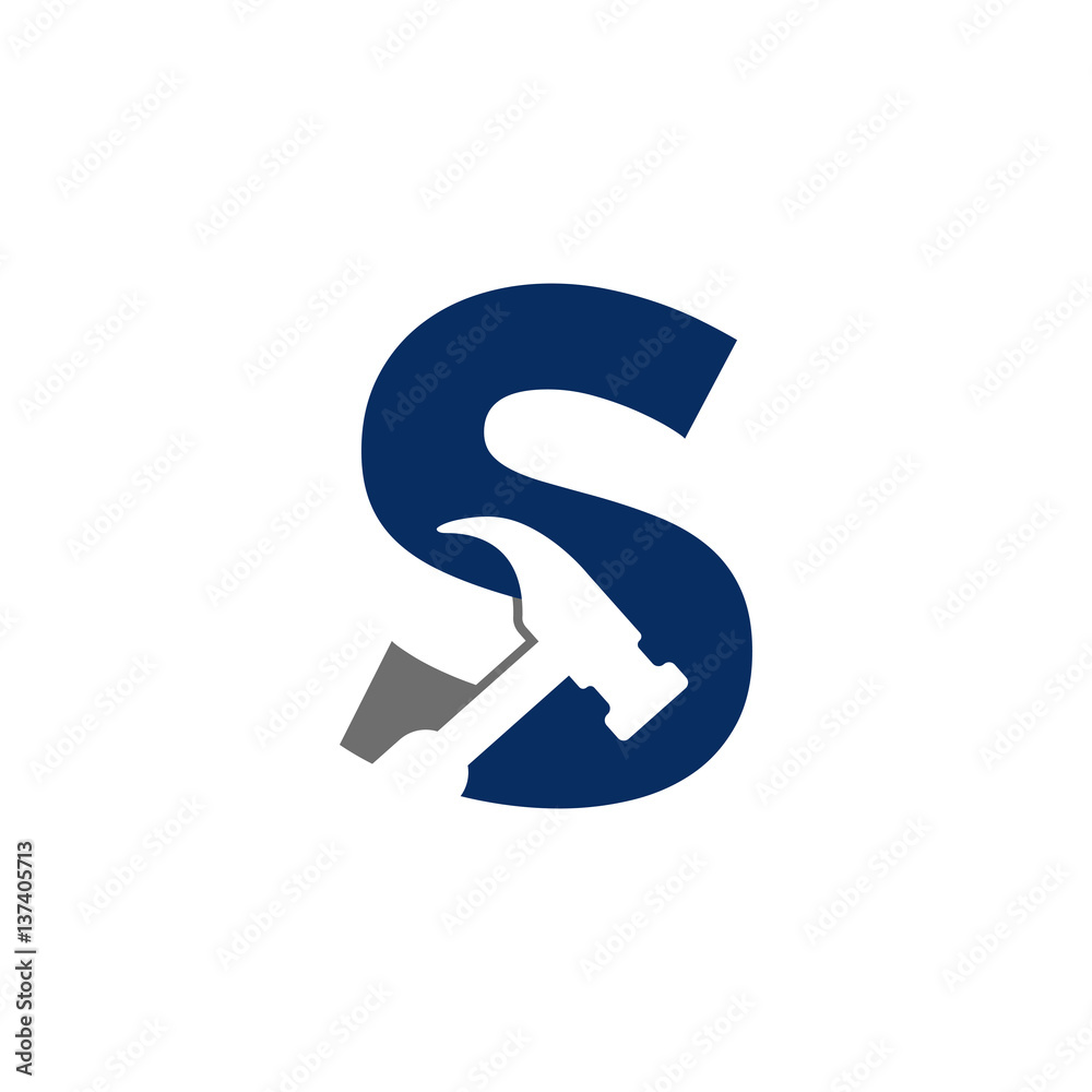 S Letter Hammer Logo Simple Adobe Stock