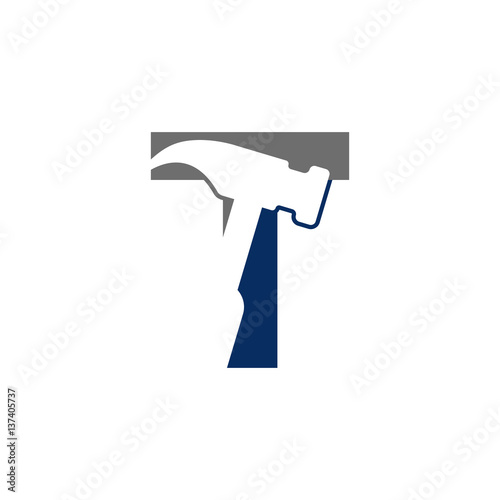 T Letter - Hammer Logo Simple