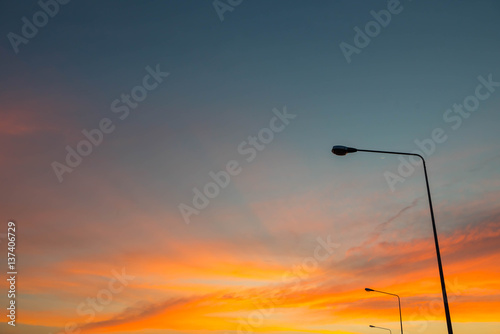 Street light and the sunset sky
