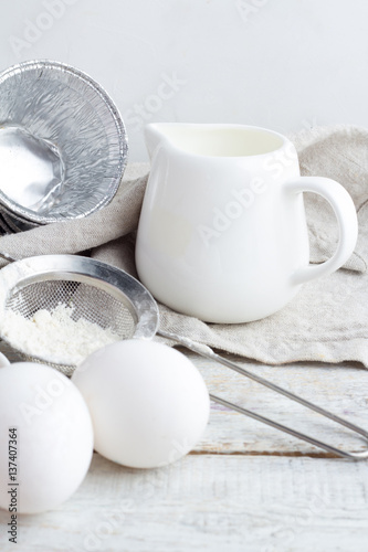 Milkman and eggs close-up