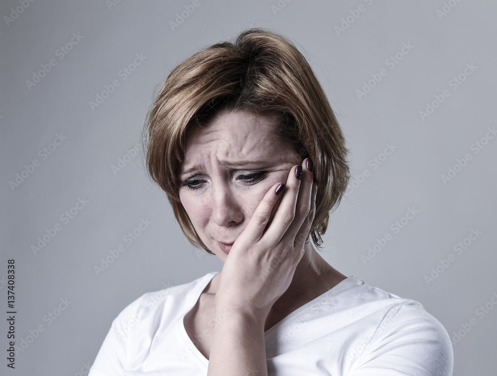 devastated depressed woman crying sad feeling hurt suffering depression in sadness  emotion Stock Photo | Adobe Stock