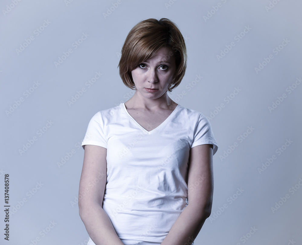 portrait young beautiful woman on her 30s sad and depressed in breakdown suffering depression portrait young beautiful woman on her 30s sad and depressed in breakdown suffering depression