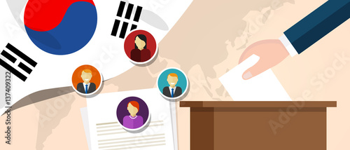 South Korea democracy political process selecting president or parliament member with election and referendum freedom to vote
