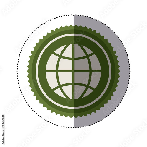 color circular frame sticker with ecologic world vector illustration
