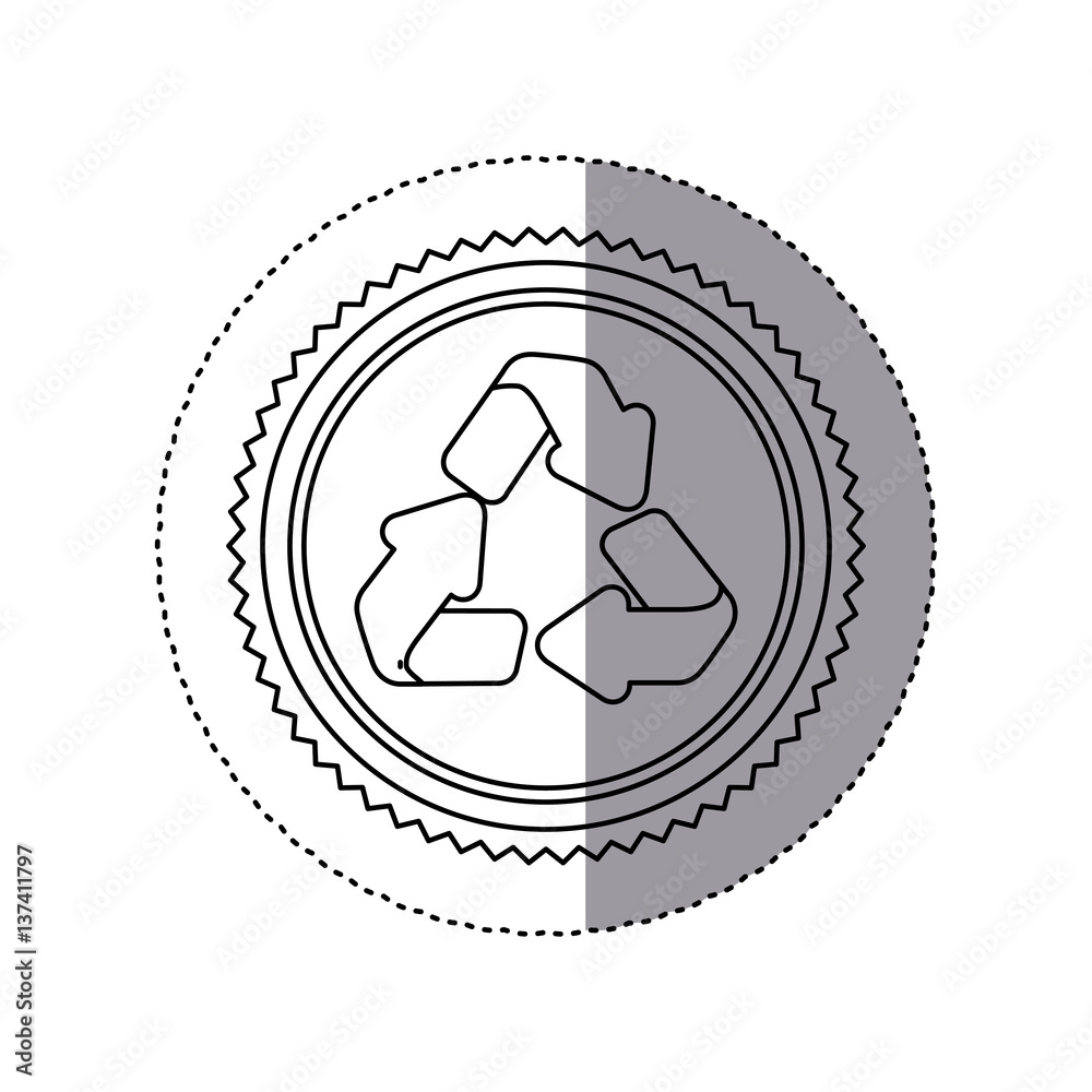 sticker monochrome of circular frame with recycling symbol vector illustration sticker monochrome of circular frame with recycling symbol vector illustration
