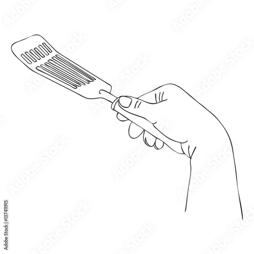 cooking hand with turner