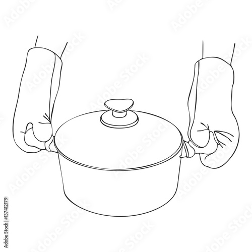 cooking hand with pan