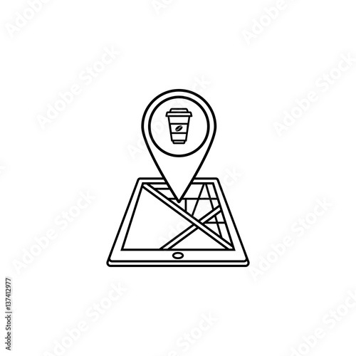 Food map pointer line icon, mobile gps navigation and location, pin on tablet vector graphics, a linear pattern on a white background, eps 10.