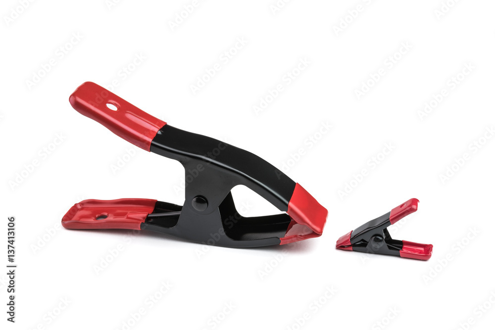 Big and small spring clamp with red handles Big and small spring clamp with red handles