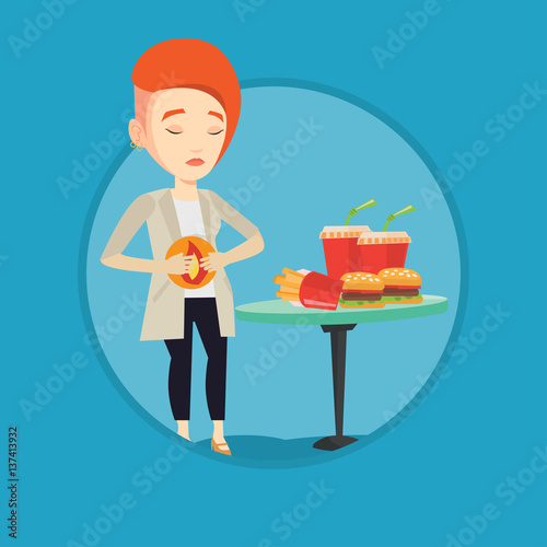 Woman suffering from heartburn vector illustration