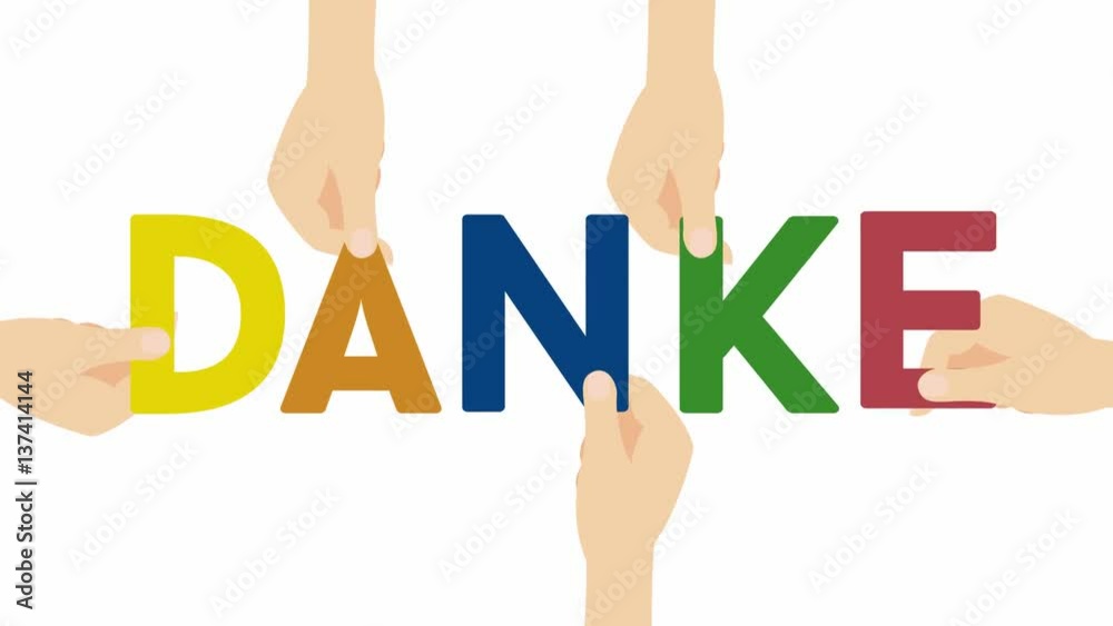 Danke - 4K Animation Hände mit Buchstaben