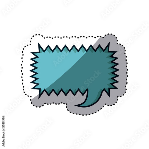 blue sticker rectangle callout scream for dialogue vector illustration