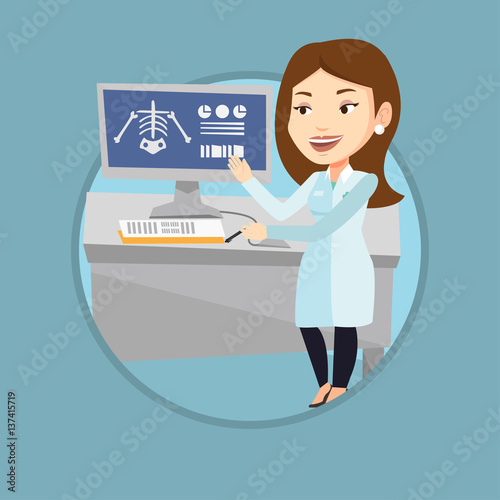 Doctor examining radiograph vector illustration.