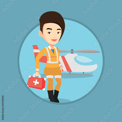 Doctor of air ambulance vector illustration.