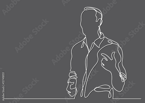continuous line drawing of presenter