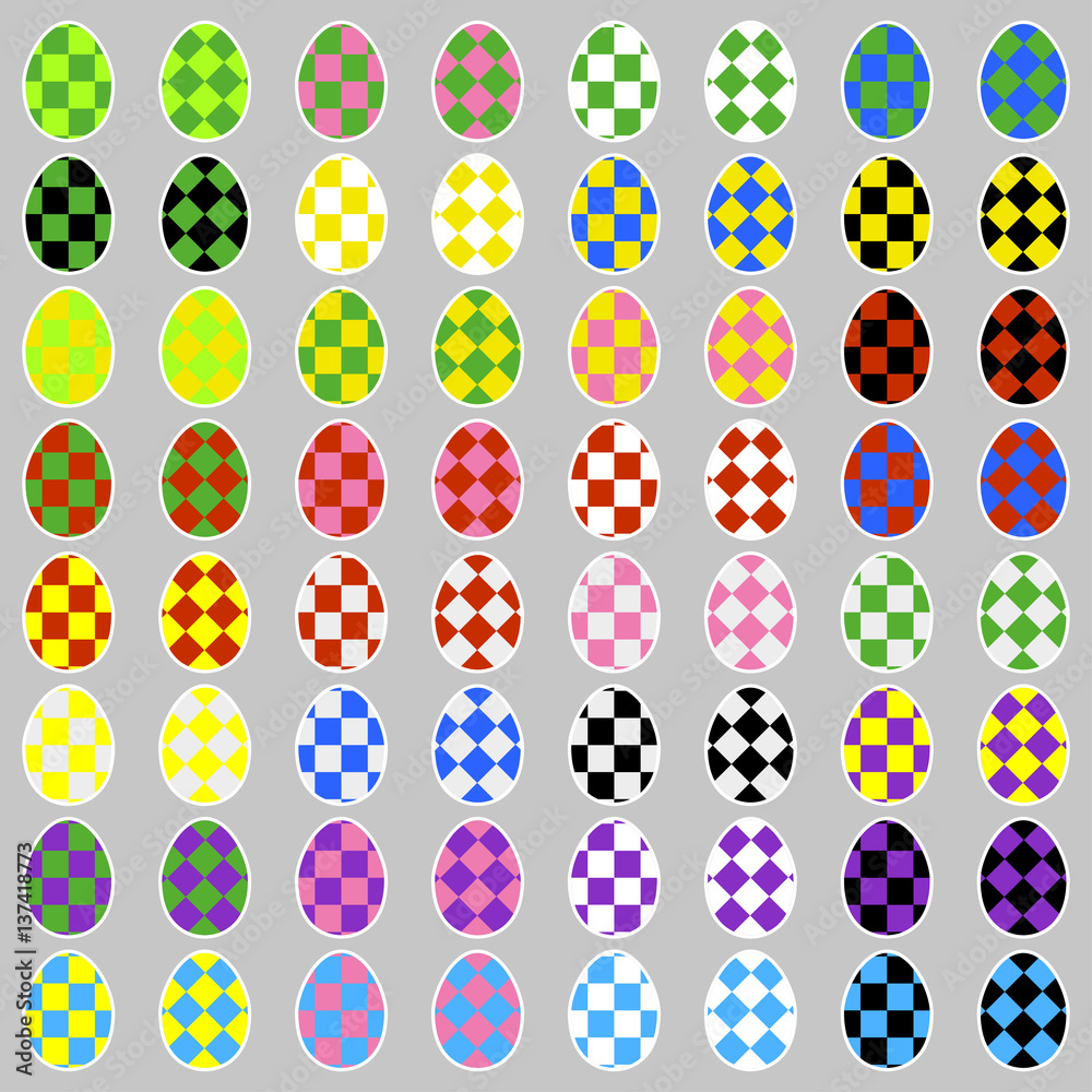 Easter eggs icons with squares