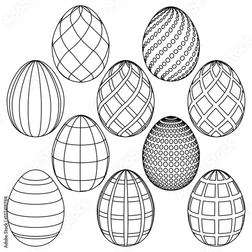Sketches of Easter eggs for coloring. Vector illustration
