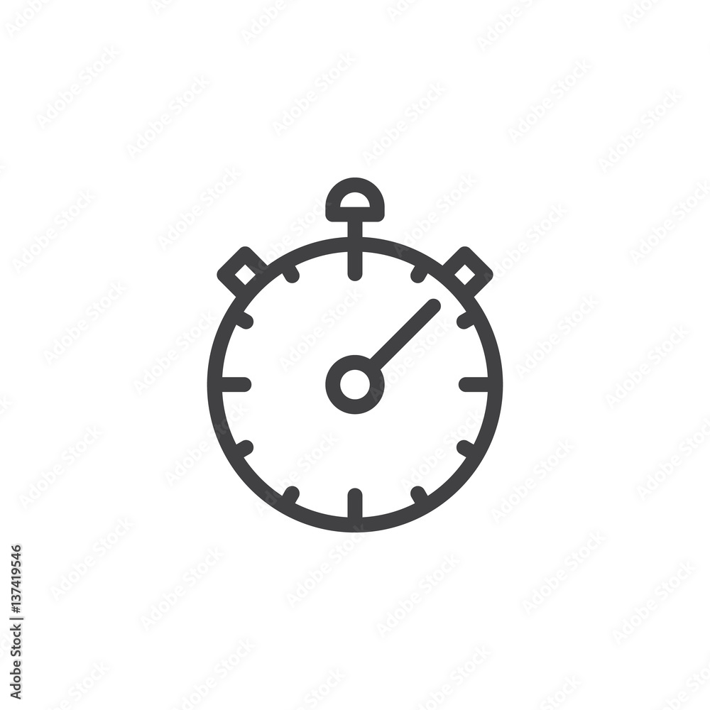 Chronometer, stopwatch line icon, outline vector sign, linear style pictogram isolated on white. Symbol, logo illustration Chronometer, stopwatch line icon, outline vector sign, linear style pictogram isolated on white. Symbol, logo illustration