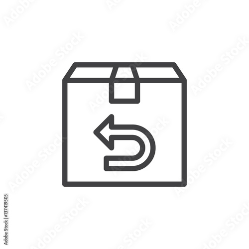 Return purchase line icon, outline vector sign, linear style pictogram isolated on white. Symbol, logo illustration
