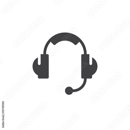 Headset, Customer support icon vector, filled flat sign, solid pictogram isolated on white. Symbol, logo illustration