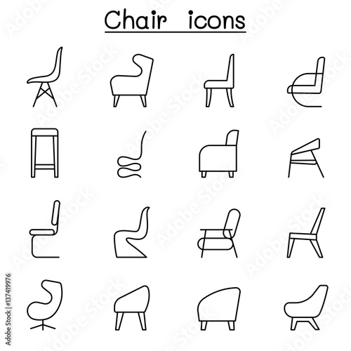 Chair icons set in side view