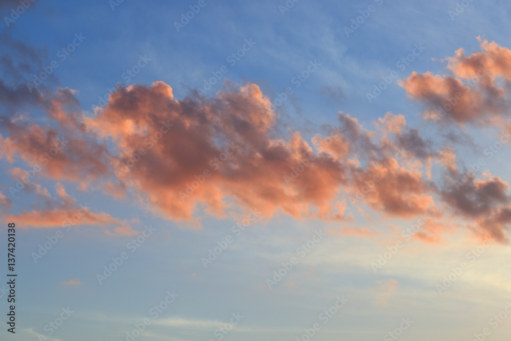 sky in sunset and motion cloud, beautiful colorful evening nature space for add text