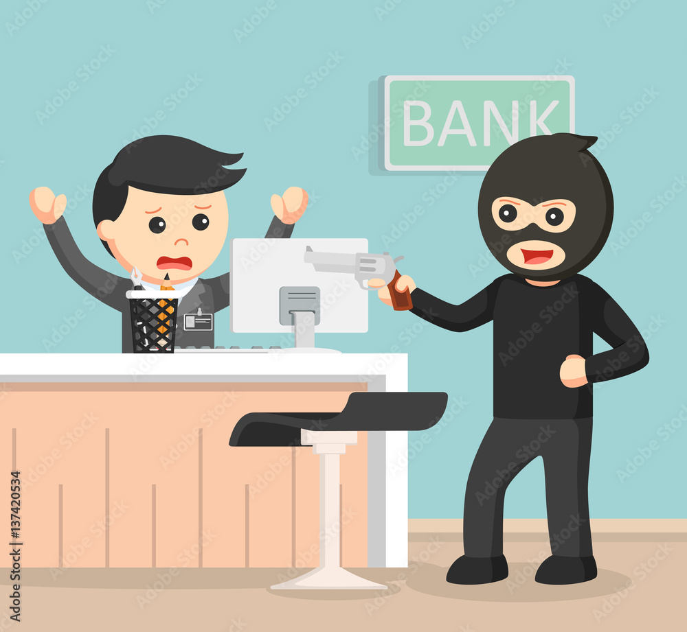 robber robbing bank color Stock Vector | Adobe Stock