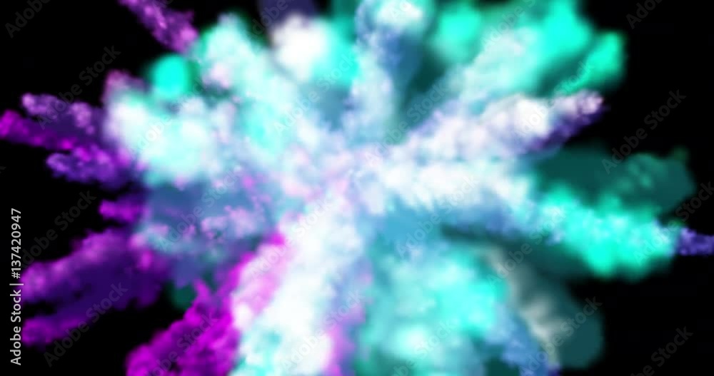 Colorful smoke particles explosion on black background Colorful smoke particles explosion on black background