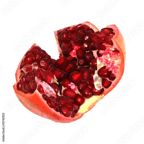 Punica granatum L. or pomegranate with white isolated background 
 photo