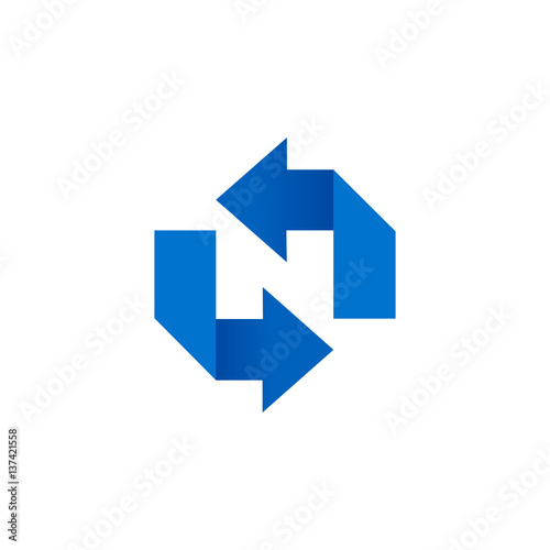 Free Download Blue arrows icon isolated on white background. Circular arrows right and left. Can be use for logo mockup. Vector illustration - GFXLoad