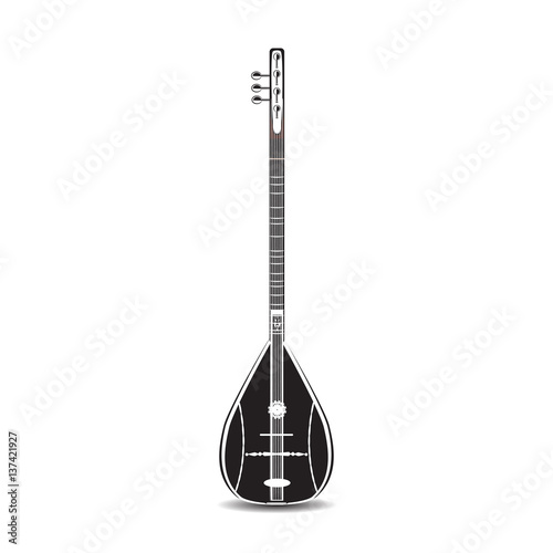 Vector illustration of turkish baglama saz in flat style