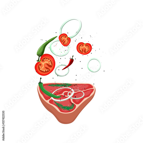 Set of meat food Isolated on white background