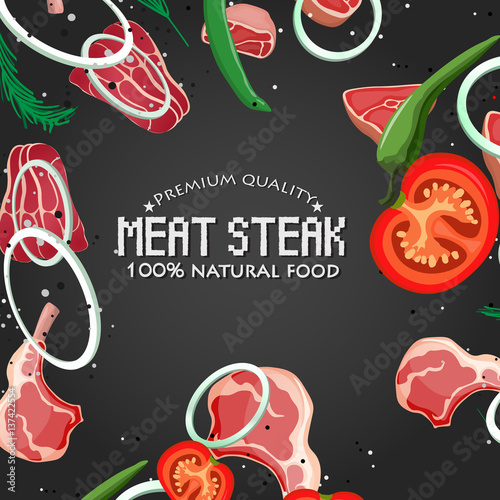 Set of meat food Isolated on white background