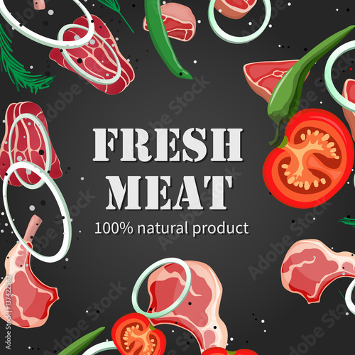 Set of meat food Isolated on white background