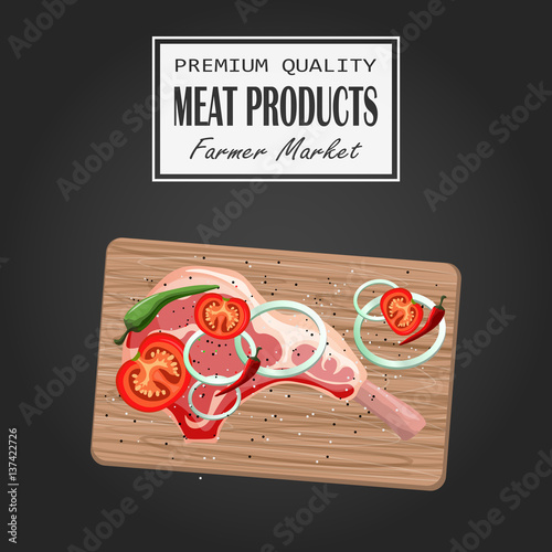 vector steak meat with pepper and rosemary
