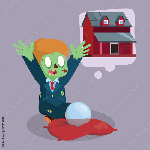 zombie businessman wishing for a house
