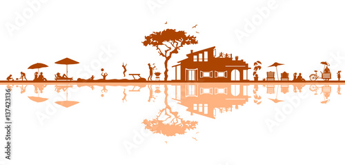 Silhouette Finca mit Pool