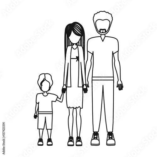 people couple with their children icon, vector illustration image