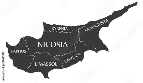 Obraz na plátne Cyprus Map labelled black illustration