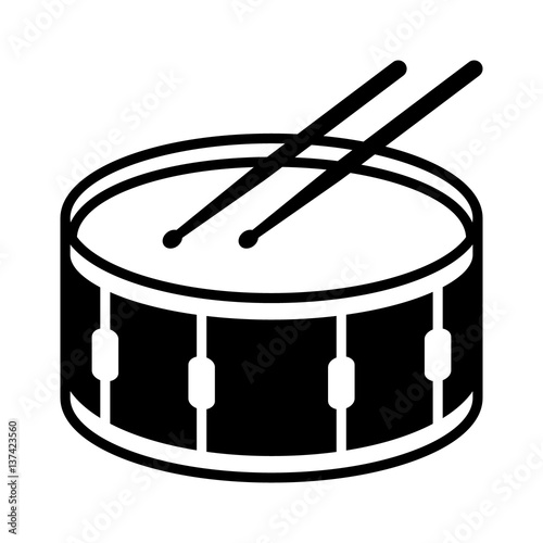 Snare drum or side drum with drumsticks musical instrument flat vector icon for music apps and websites